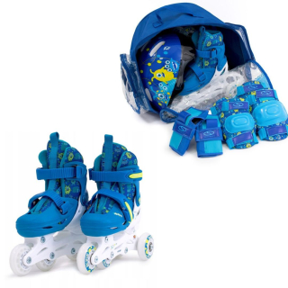 Sada kolieskových korčúľ SMJ Sport Combo Monster, veľkosti 30-33, modrá